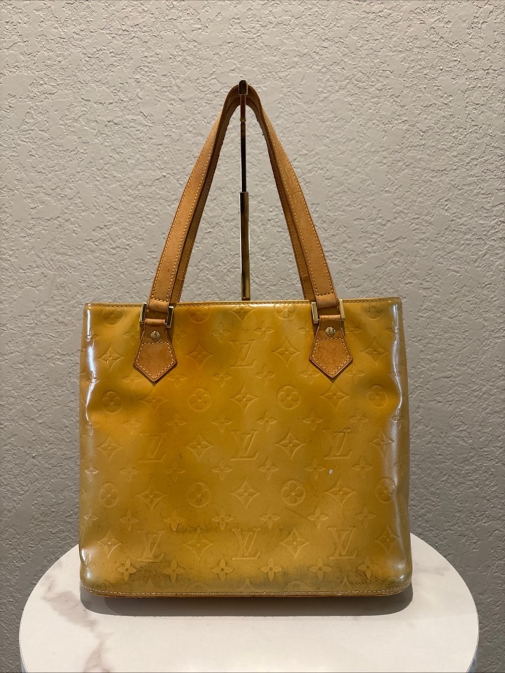 Louis Vuitton Yellow Vernis Monogram Patent Leather Tote Bag